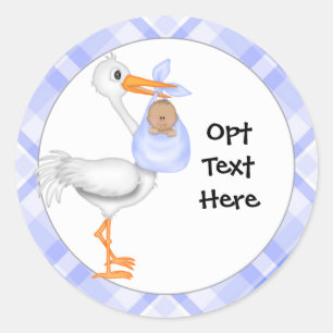Stork & Baby Boy with Dark Skin Stickers