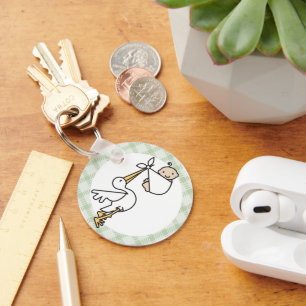 Stork Baby Delivery Keychain