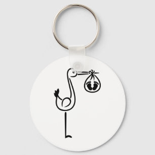 Stork baby feet keychain