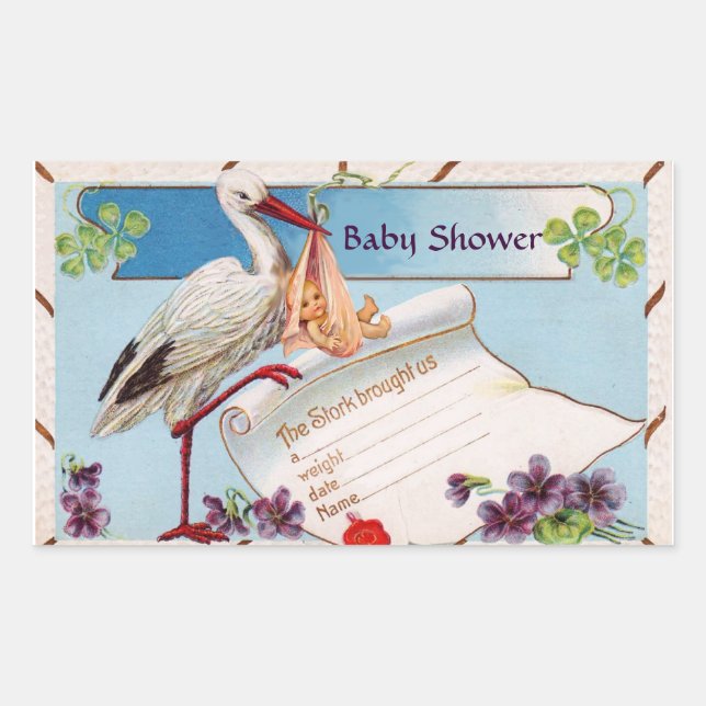 STORK BABY GIRL SHOWER 2 STICKER (Front)