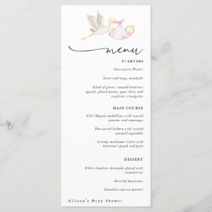 Stork Baby Girl Shower Menu