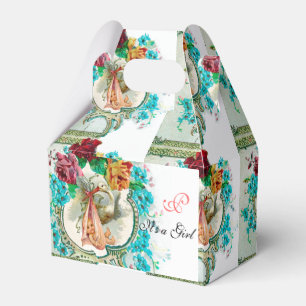 STORK BABY GIRL SHOWER MONOGRAM White Favor Box