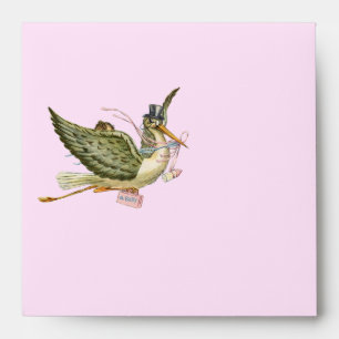 STORK BABY GIRL SHOWER , Pink Envelope