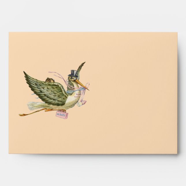 STORK BABY GIRL SHOWER , Pink Envelope (Front)
