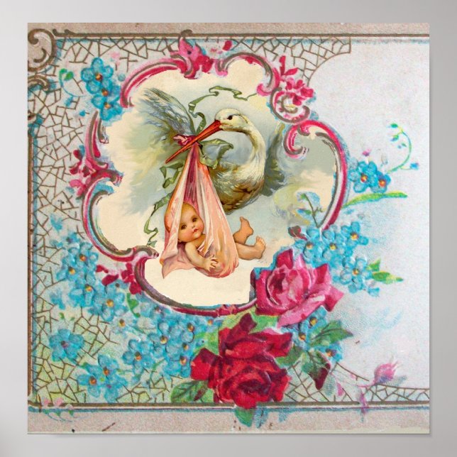 STORK BABY GIRL SHOWER POSTER (Front)