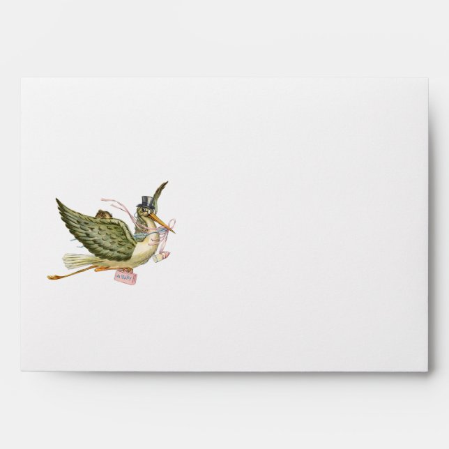 STORK BABY GIRL SHOWER , White Pink Envelopes (Front)