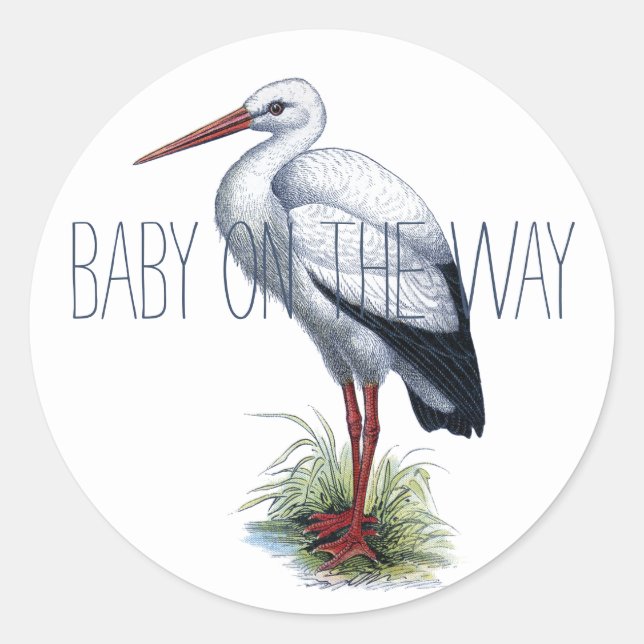 Stork Baby On The Way Classic Round Sticker (Front)