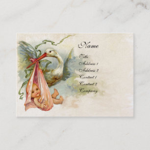 STORK BABY SHOWER 2,pink white pearl paper Business Card