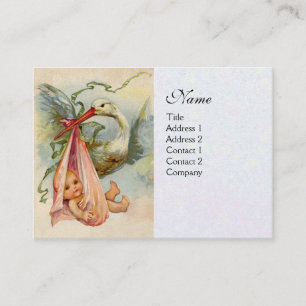 STORK BABY SHOWER 2, white pearl paper Business Card