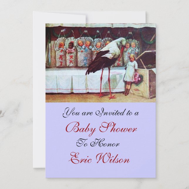 STORK BABY SHOWER 3, blue Invitation (Front)