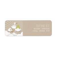 Stork Baby Shower Address Label - Green