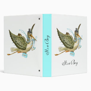 STORK BABY SHOWER ,blue white Binder