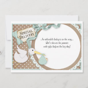 Stork Baby Shower Boy Invitation Announcement