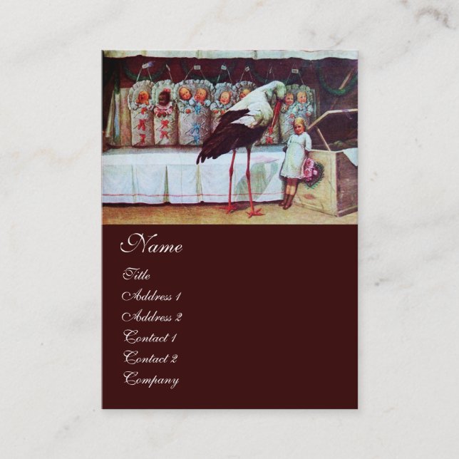 STORK BABY SHOWER  brown Business Card (Front)