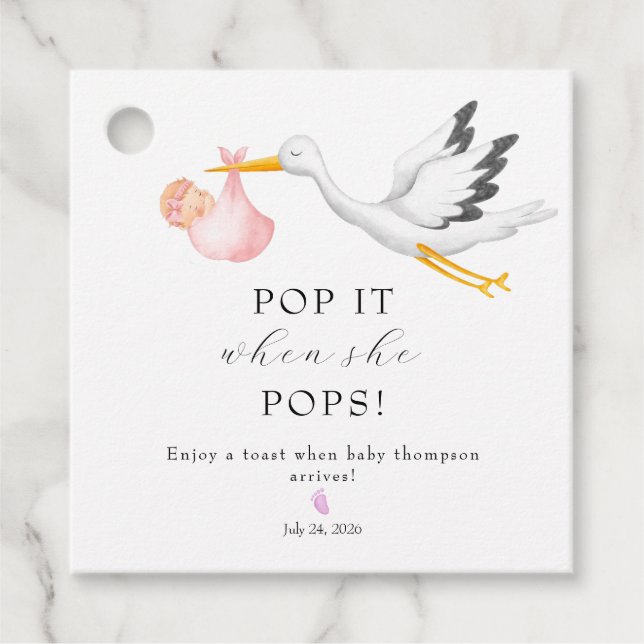 Stork | Baby Shower Favour Tags (Front)