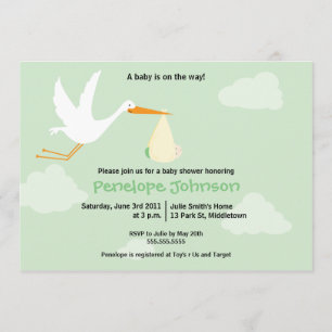Stork Baby Shower Invitation - Boy/Girl