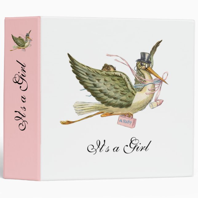 STORK BABY SHOWER ,pink white Binder (Front/Spine)