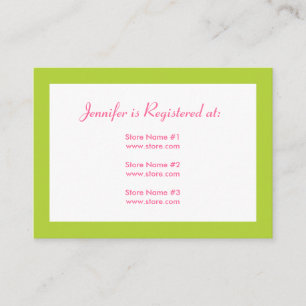 Stork Baby Shower Registry Card - Pink & Green