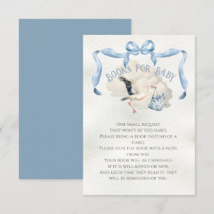 Stork Baby Shower Ribbon Bow Books for Baby Invitation