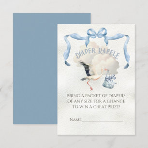 Stork Baby Shower Ribbon Bow Diaper Raffle Invitation