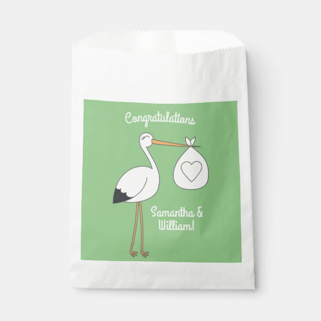 Stork Baby Shower Spring Favour Bag (Front)