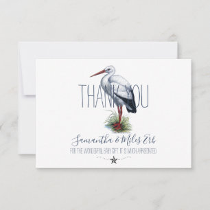 Stork Baby Shower Text Thank You Card