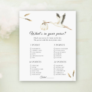 Stork baby shower - What's in your purse game