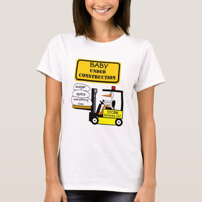 Stork Baby Under Construction Expecting Mother Tee (Front)