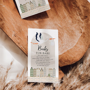 Stork Boho Baby Shower Books for Baby Enclosure Card
