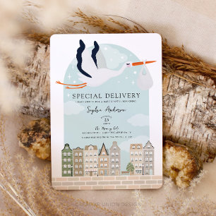Stork Boho Baby Shower Special Delivery Sprinkle Invitation