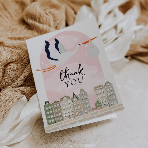 Stork Boho Baby Shower Sprinkle Thank You Card