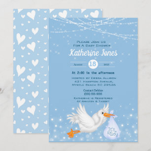 Stork Boys Baby Shower Invitations