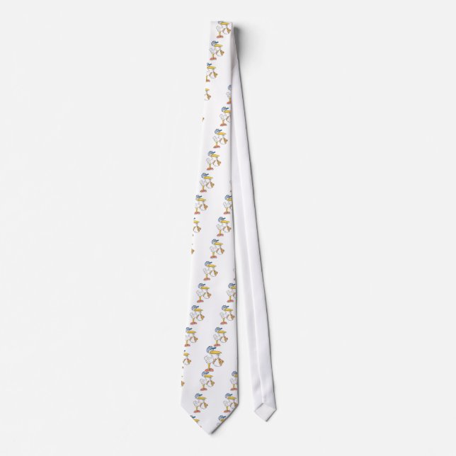 Stork Bringing Baby Bear Tie (Front)