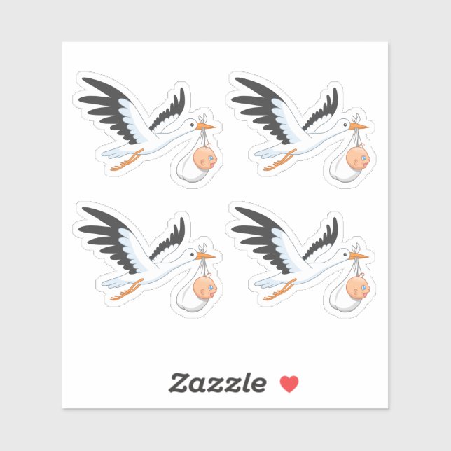 Stork Carrying a Baby Set of 4 (Sheet)