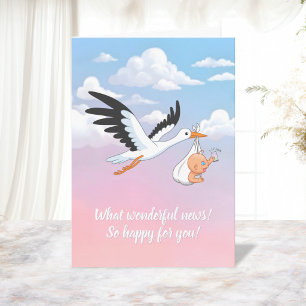 Stork Carrying a Baby Taking Selfie Card