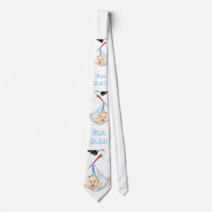 Stork Carrying Baby - Cartoo Funny - Hello DAD Tie