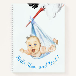 Stork Carrying Baby Funny Notebook - Custom Text