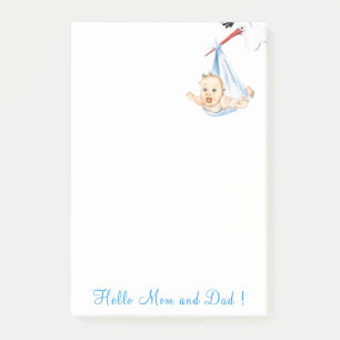 Stork Carrying Baby Funny Post it Notes