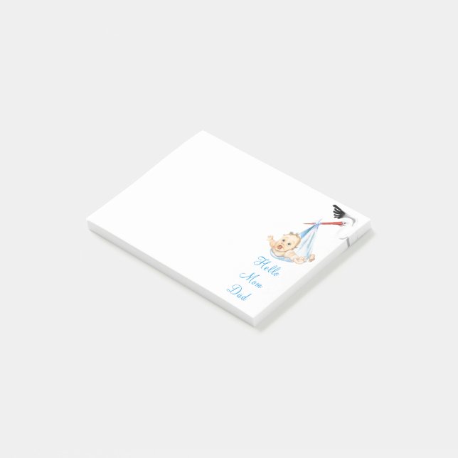Stork Carrying Baby Post-it® Notes (Angled)