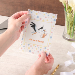 Stork Carrying Baby Selfie Baby Shower Insert Vellum Invitations