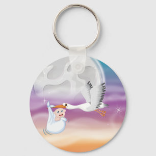 Stork carrying new born Baby Keychain