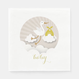Stork + Clouds Neutral Baby Shower Napkins