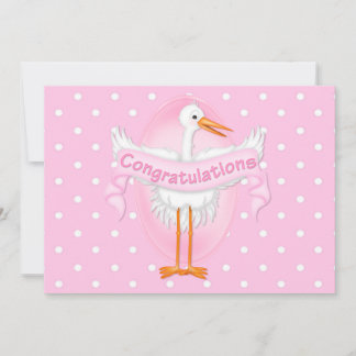 Stork Congratulations Baby Shower Invitation