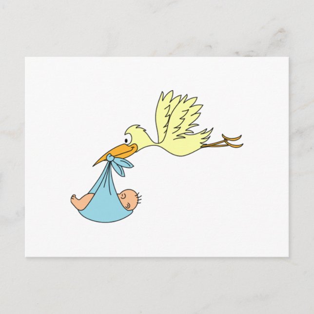 Stork Delivering a Baby Postcard (Front)