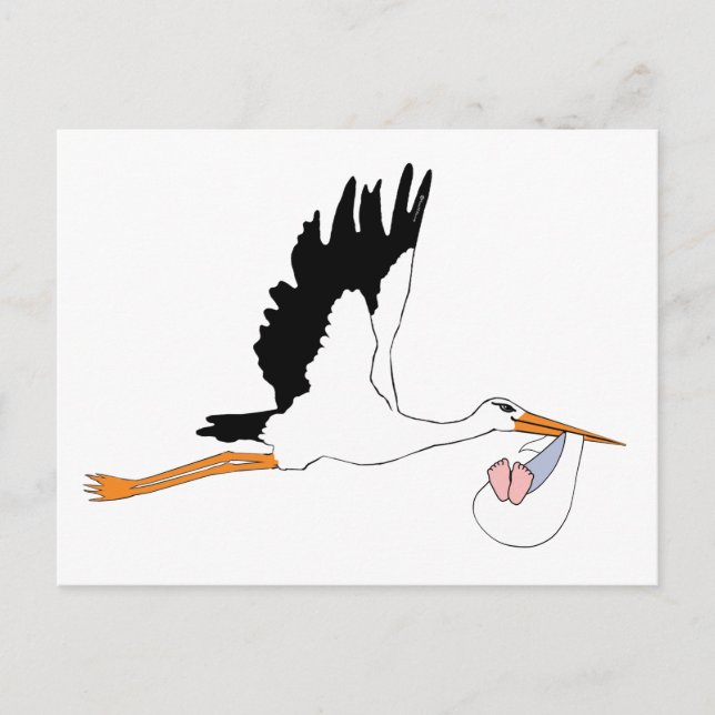 Stork delivering Baby Postcard (Front)