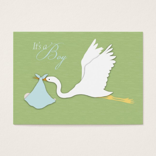 Stork Delivers Boy Thank You Card (Front)