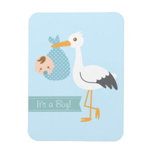 Stork Delivery Cute Baby Boy Shower Party Favour Magnet