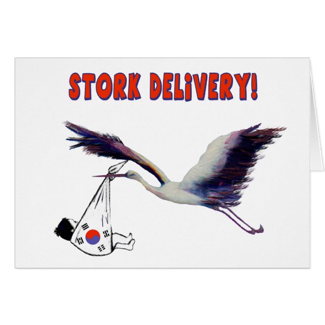 Stork Delivery! Korean Adoption Birth Announcement (Front Horizontal)