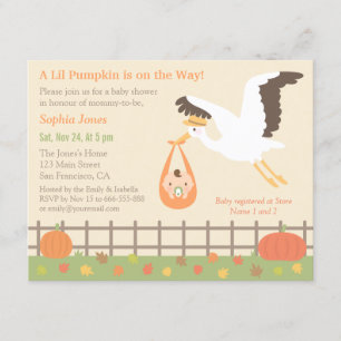 Stork Delivery Lil Pumpkin Baby Shower Invitations