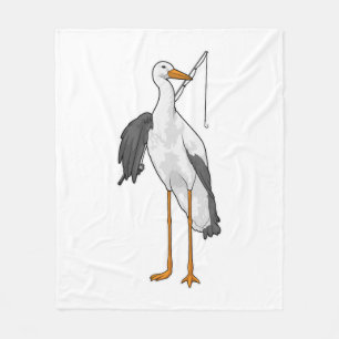 Stork Fishing Fisher Fishing rod Fleece Blanket